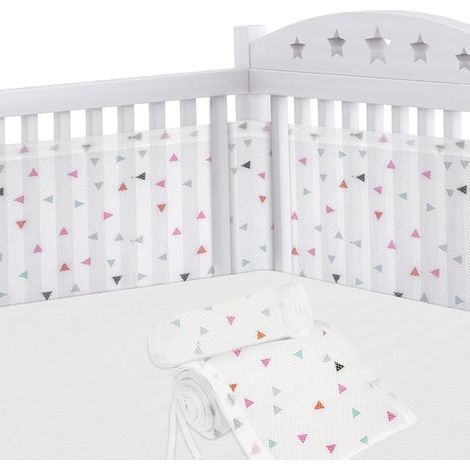 Cot Bumper, Breathable Mesh Cot Liner, Crib Rail Cover Baby Crib Bumper, Baby Boys Girls Nursery Breathable Crib Bed Liner Bumper Triangle (1/5)