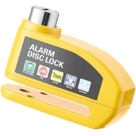 Antivol de disque pour moto, 110 dB, antivol sonore, pour moto, vélo, scooter (jaune) (1/2)