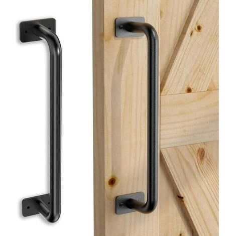 Poignée de porte rétro pour quincaillerie de meubles de porte de grange coulissante 1PC, poignée de porte noire 28.5CM (1/4)
