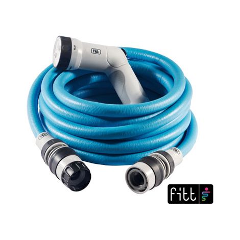 FITT IKON 10 m - Tuyau d'arrosage extensible, compact, léger et prêt à l'emploi, avec pistolet multi-jet, Bleu