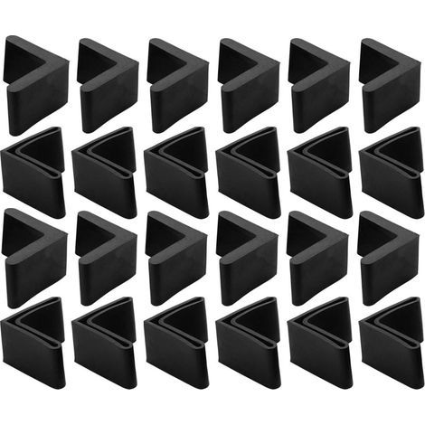 Möbel-Eck-Fußpolster aus Eisen, L-Form, Gummi-Beinabdeckungen, Schutzfolien, Schwarz, für Zuhause, Büro, Schlafzimmer, 24 Stück