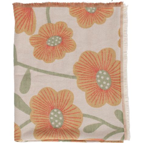 Amadeus - Plaid Lilou fleurs orange 130x170 cm (1/5)