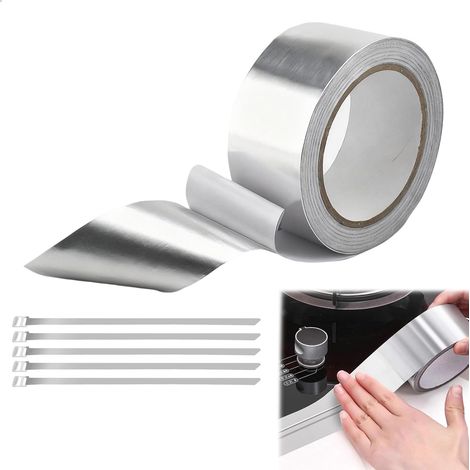 Scotch Isolant Thermique,Scotch Etanche avec Bandes de Fixation,Bande Collante Etancheite,Ruban Adhésifanticorrosion,scotchs Aluminium Convient pour Cuisines,Toitures,Câblages et Tuyauteries (1/5)