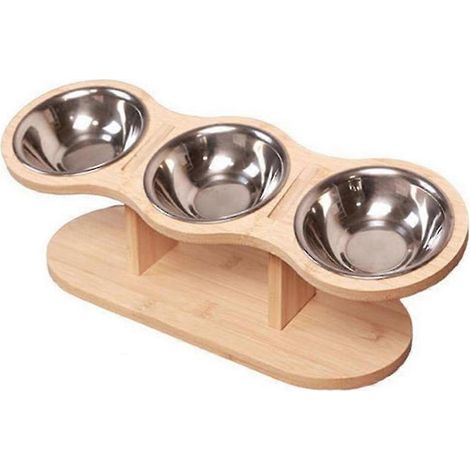Gamelles surélevées pour chat, 3 bols en acier inoxydable, mangeoire inclinée à 15° pour nourriture et eau (1/5)