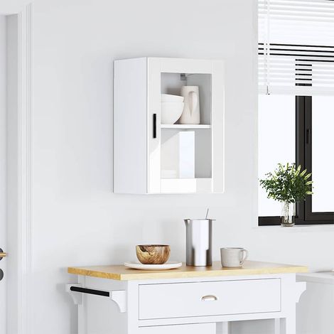 vidaXL Armario pared para cocina puerta cristal Porto blanco brillante (1/5)