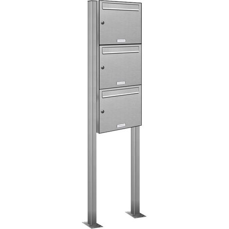 3er V2A Edelstahl Standbriefkasten Anlage Freistehend (1/5)
