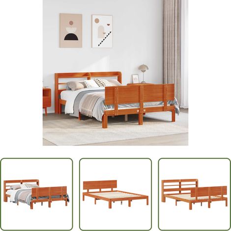 vidaXL Sommeil cosy - Cadre de lit avec stockage 2 pcs Cire marron Bois de Pin Massif (1/5)