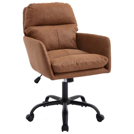 Similicuir, matériau PU, piètement noir, réglable en hauteur — convient pour le bureau, la chambre, la coiffeuse et d'autres environnements. Une chaise de bureau.