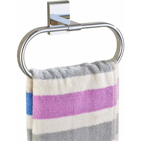 Anneau porte-serviettes ovale Laiton massif Chrome poli Support mural élégant-Ensoleillé