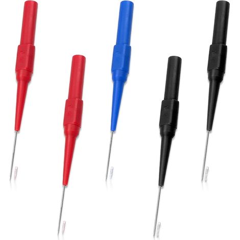 Jeu de 5 broches de test pour multimètre automobile, isolées, rouge-bleu-noir (1/5)