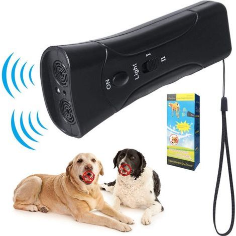 CHOYCLIT Répulsif à ultrasons pour chien   Double canal   Appareil anti aboiement 3 en 1   Outil de dressage pour chien avec lampe de poche LED (1/5)