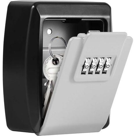 Schlüsselschrank sicherer Außenschlüsselschrank mit 4-stelligem Code wasserdichter und rostbeständiger Wandschlüsselschrank geeignet für Karten Grau
