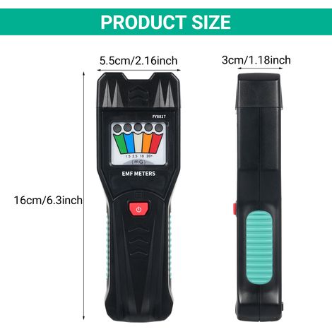 FY8817 Misuratore di campi elettromagnetici portatile con rilevatore di campo magnetico a 5 LED, tester di radiazioni elettromagnetiche per uso domestico, ufficio e ispezioni esterne. (1/5)