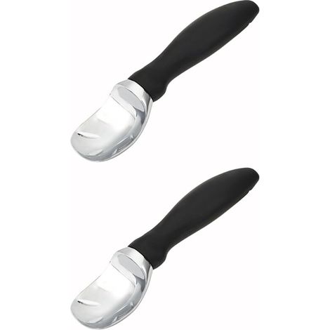 Set mit 2 robusten Eiskugelportionierern mit ergonomischen Griffen, professioneller Eiskugelportionierer, für Keksteig, Melonen und mehr (Schwarz) (1/4)