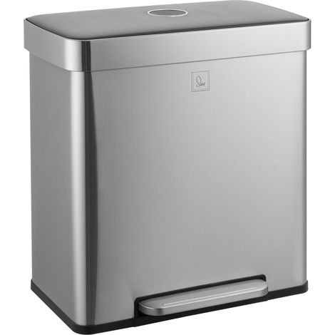 Svita – Poubelle à pédale 60l 2 compartiments – Acier inoxydable – Couvercle Softclose – Dimensions 58x36x59,5cm - LT2X30