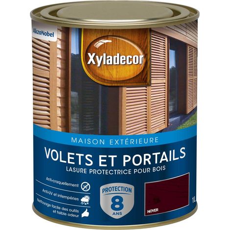 Lasure protectrice pour bois extérieur - Volets et Portails - aspect satin noyer 1 L - Xyladecor