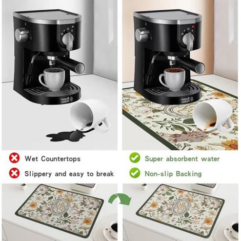 Tapis Egouttage - Microfibre Polyester Et Terre De Diatomée - Pour Evier Cuisine Plans De Travail - 2 Pièces (30x40 cm Et 40x60 cm) (1/5)