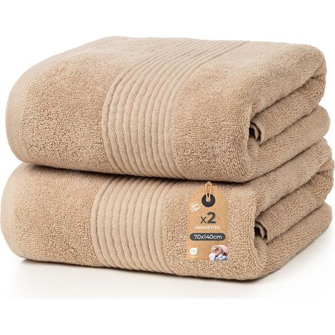 Lot de Serviette de Bain 70x140 cm - Serviette de Bain Grande Taille - 100% Coton – Éponge 500 g/m2 - Douces, absorbantes et durables - Oeko-TEX (1/5)