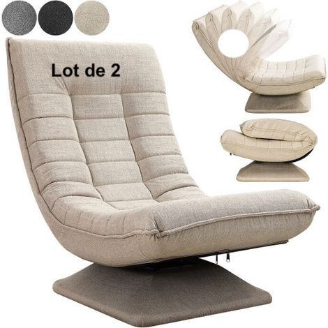 Lot de 2 Fauteuils Designs et Relax Tissu crème. Idéal pour la relaxation et le bien-être (1/5)