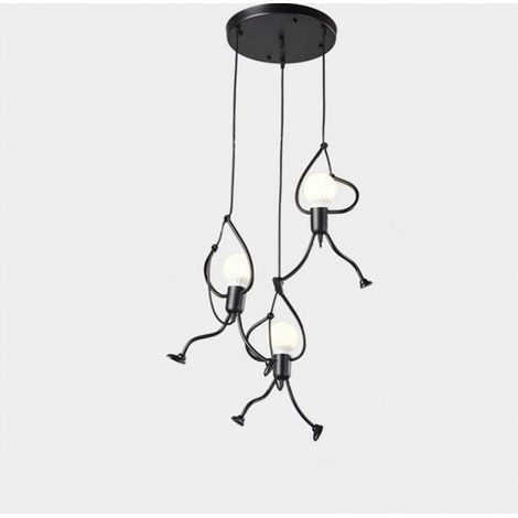 Dreiflammige Pendelleuchte aus Eisen im Cartoon-Stil, personalisierbare Pendelleuchte für Wohnzimmer und Ladeneinrichtung, warmweiß (1/5)