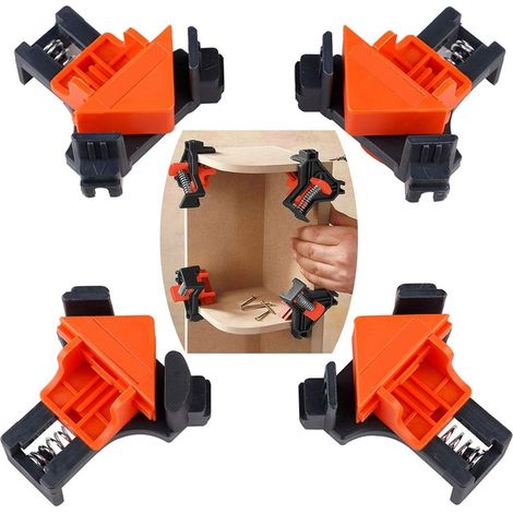 4pcs 90 Degrés à Angle Droit Pince, Pinces d'angle pour menuiserie, les outils de clip de cadre en bois, les outils de travail du bois pour le forage, la fabrication d'ébénisterie (1/5)