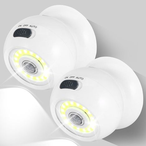Lot de 2 lampes extérieur à détecteur de mouvement - Lampes sans fil avec détecteur de mouvement marche/arrêt automatique pour extérieur, intérieur, porche, escalier, couloir (1/5)