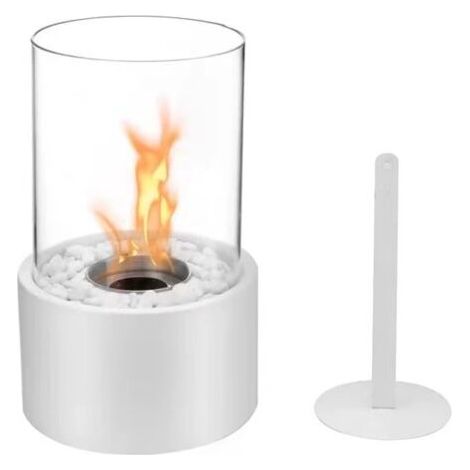 Tischkamin mit Bioethanol – 2 Brenner – Hitzebeständiges Glas – Für den Innen- und Außenbereich – Moderner Zierstein