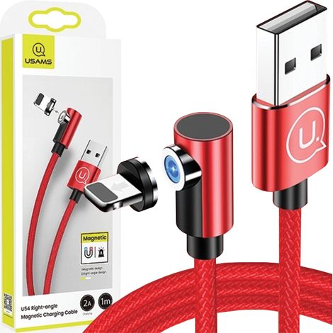 Usams Lightning-Kabel 1m abgewinkelt magnetisch rot/rot SJ444USB02 (US-SJ444) (1/5)