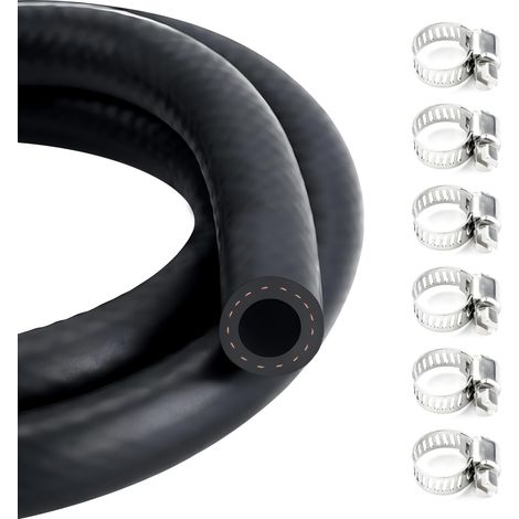 1 Mètre Durite Essence,10mm Diamètre Intérieur Durite Gasoil,Tuyau D'essence de Refroidissement,Tuyau de Carburant Avec 6 Colliers,Conduite Carburant pour Camion,Voiture,Tracteur ou Petit Moteur (1/5)