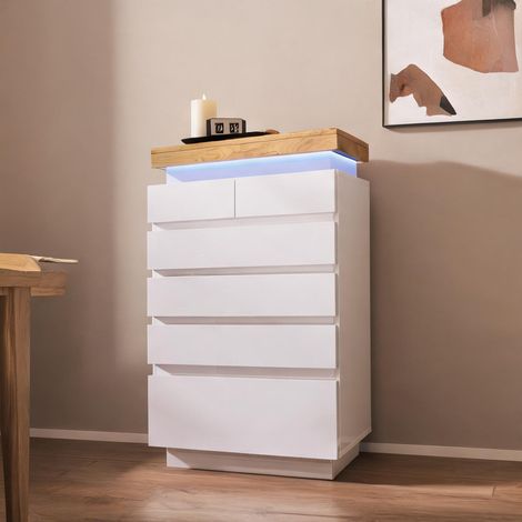 Commode coloris blanc en panneau de particules 73 x 39 x 115 cm (1/5)