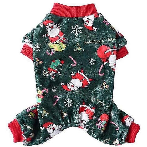 Hundepyjama Winter Hundekleidung Bedruckter warmer Overall Mantel für kleine Hunde Welpen Hund Katze Chihuahua Pomeranian Kleidung Overalls 26 (1/5)