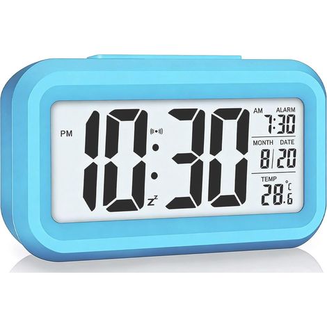 Réveil numérique pour chambre à coucher, horloge de bureau, alimenté par piles, horloge numérique intelligente avec veilleuse, affichage 12/24 heures, fonction répétition pour personnes (1/5)
