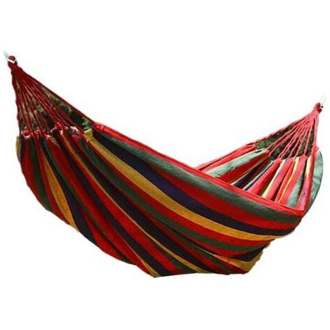 Hamac de jardin en polyester et coton Hamac simple double Pèse jusqu'à 440,9 lb Hamac portable anti-renversement (1/4)