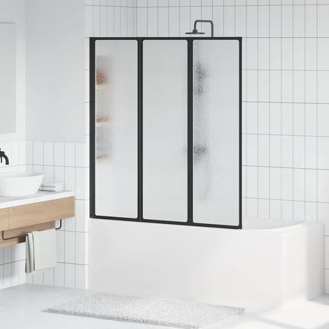 Shower Screen Folding Manual Black 132 x 2 x 140 cm Aluminium vidaXL