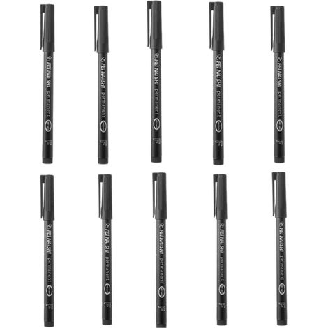 10 marqueurs permanents, pointe fine 0,6 mm, encre noire résistante, pour plastique bois métal, usage bureau école création (1/5)