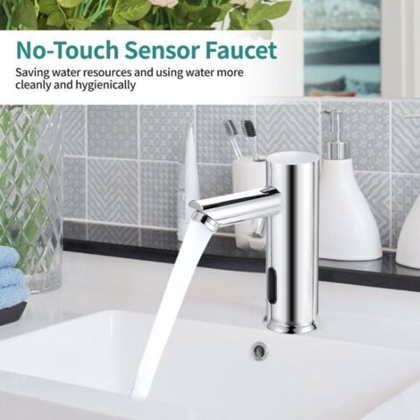 Robinet de salle de bain - Automatique , mains libres , laiton massif , 1 trou - Pour salle de bain et cuisine