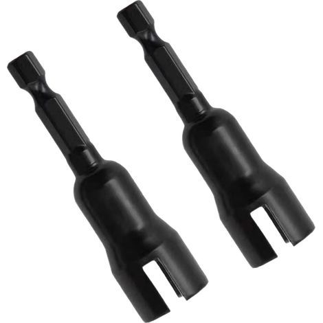 Jeu de 2 tournevis à douille, clé hexagonale de 6,35 mm (1/4 po) avec tête de clé, convient aux vis, écrous à œil et écrous de panneau. Compatible avec la plupart des modèles de voitures. (Noir) (1/5)