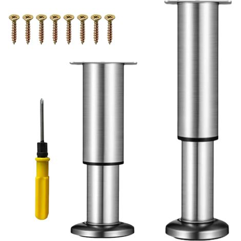 Lot de 2 pieds de meubles réglables en acier inoxydable - 25 à 43 cm - Hauteur réglable - Charge maximale : 400 kg - Pieds de meubles pour meuble TV, canapé, chaise d'apprentissage, armoire de (1/5)