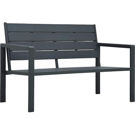 Banc de jardin Banquette de Jardin - Mobilier de jardin 120 cm PEHD Gris Aspect de bois BV156668 - BonneVie (1/5)