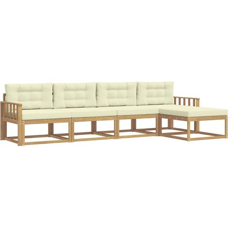 Outdoor Sofa Set with Cushion 4 pcs White and Cream Polyester vidaXL (1/5)