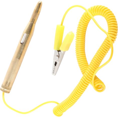 Testeur de circuit automobile 6V 12V 24V Stylo de test de tension avec ampoule DC - Outil de diagnostic électrique pour voiture, couleur jaune (1/5)