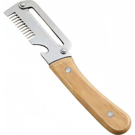 Éplucheur 2 en 1 Couteau Multifonction Cuisine Manche Bois Lame Extra Large Acier Inoxydable Râpe Décapsuleur Fruits Légumes Maison Camping (1/5)