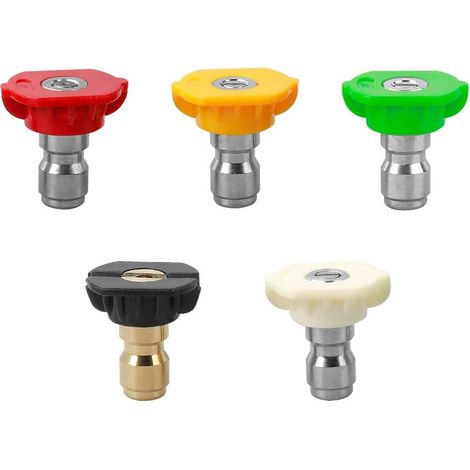 Buse de nettoyeur haute pression, raccord 1/4 pouce, multi-angles (0°, 15°, 25°, 40°, savon), débit 3,0 GPM