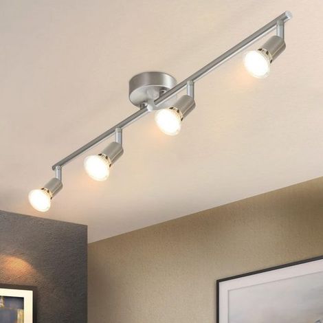 GBLY LED Deckenstrahler 4 Flammig Wohnzimmer 2er - Deckenleuchte Modern Deckenlampe GU10 Deckenspot Schwenkbar 330°Drehbar Spot Strahler Lampe Edelstahl Decke Schlafzimmer innen Ohne Leuchtmittel