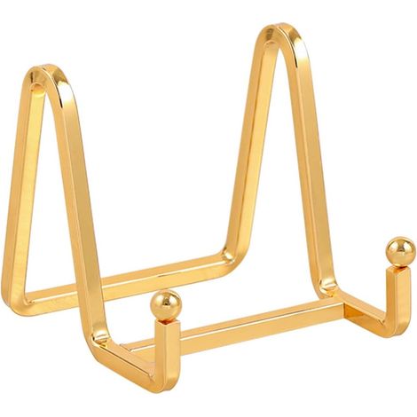 Support chevalet pour assiette (1 pièce) - Support décoratif en métal de 7,6 cm (3 pouces) - Porte-photo de table - Présentoir en fer pour plaque, livre de cuisine, carte postale ou œuvre d'art - Or (1/5)