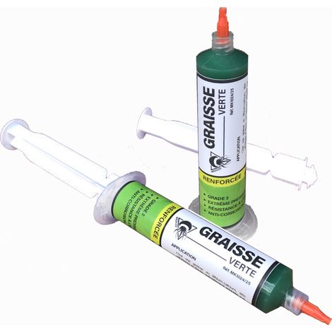 Méduze - 2 graisses vertes en seringue 25g - Grade NLGI 2 - Extrême pression - Usage facile et propre - Refermable - Multiusages (1/5)