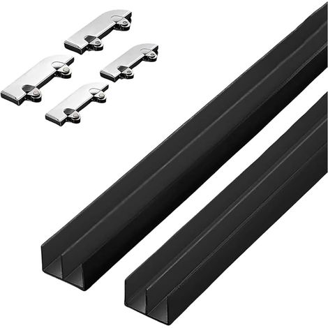 Rail de porte coulissante en verre 5 mm - coulissant noir pour meuble (1/5)