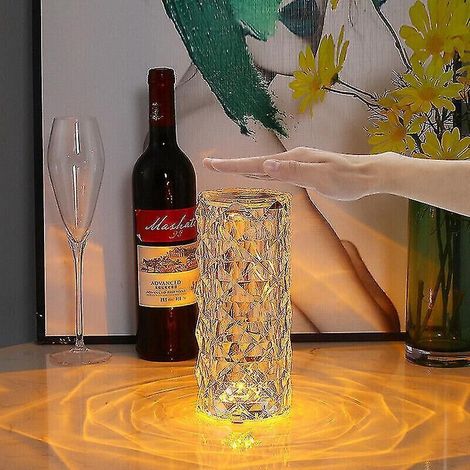 Kristall-LED-Tischleuchte, Diamantrosen-Nachtlicht, warmweiße Touch-Nachttischleuchte – 3 Farben (1/5)