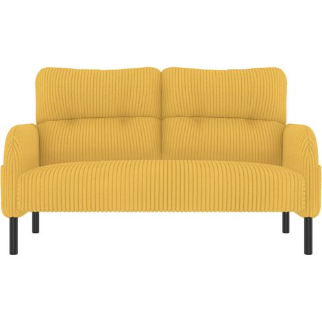 Canapé Droit Modulaire - 3 Places - Confort Moelleux - Velours Côtelé - Pouf Inclus & Pochettes Latérales - Design Moderne - Jaune (1/5)