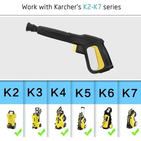Pistolet de Rechange pour Kärcher K2 K3 K4 K5 K6 K7 Série Nettoyeur Haute Pression, Quick Connect Jet d'eau Pistolet Pulvérisateur pour Karcher K2 K7 Série-Crezuo (1/4)